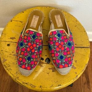 Vidorreta embroidered espadrille slides Flats Handcrafted in Spain Women's sz 39